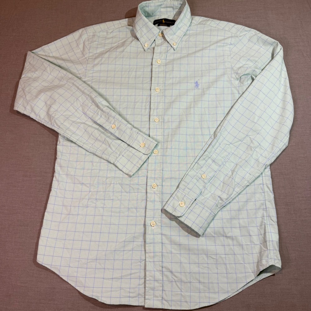 Ralph Lauren Button Down Shirt Mens S Green Excellent Classic Fit Performance